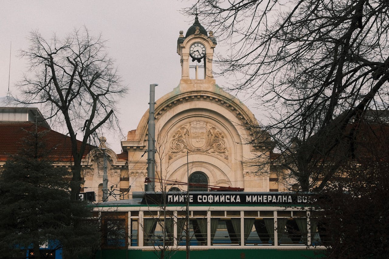 Sofia Bulgaria street with architecture