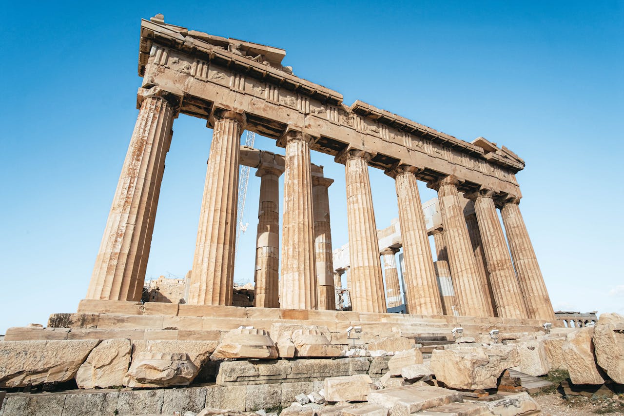 Greek coast with traditional architecture