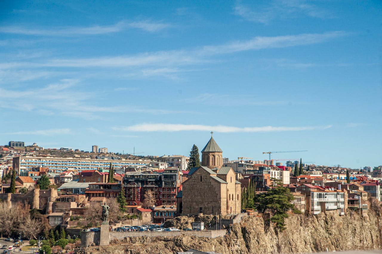 Tbilisi old town with Narikala fortress on the hill
