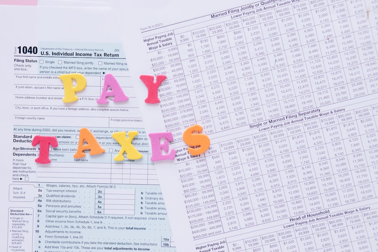 US tax forms and documents on a desk