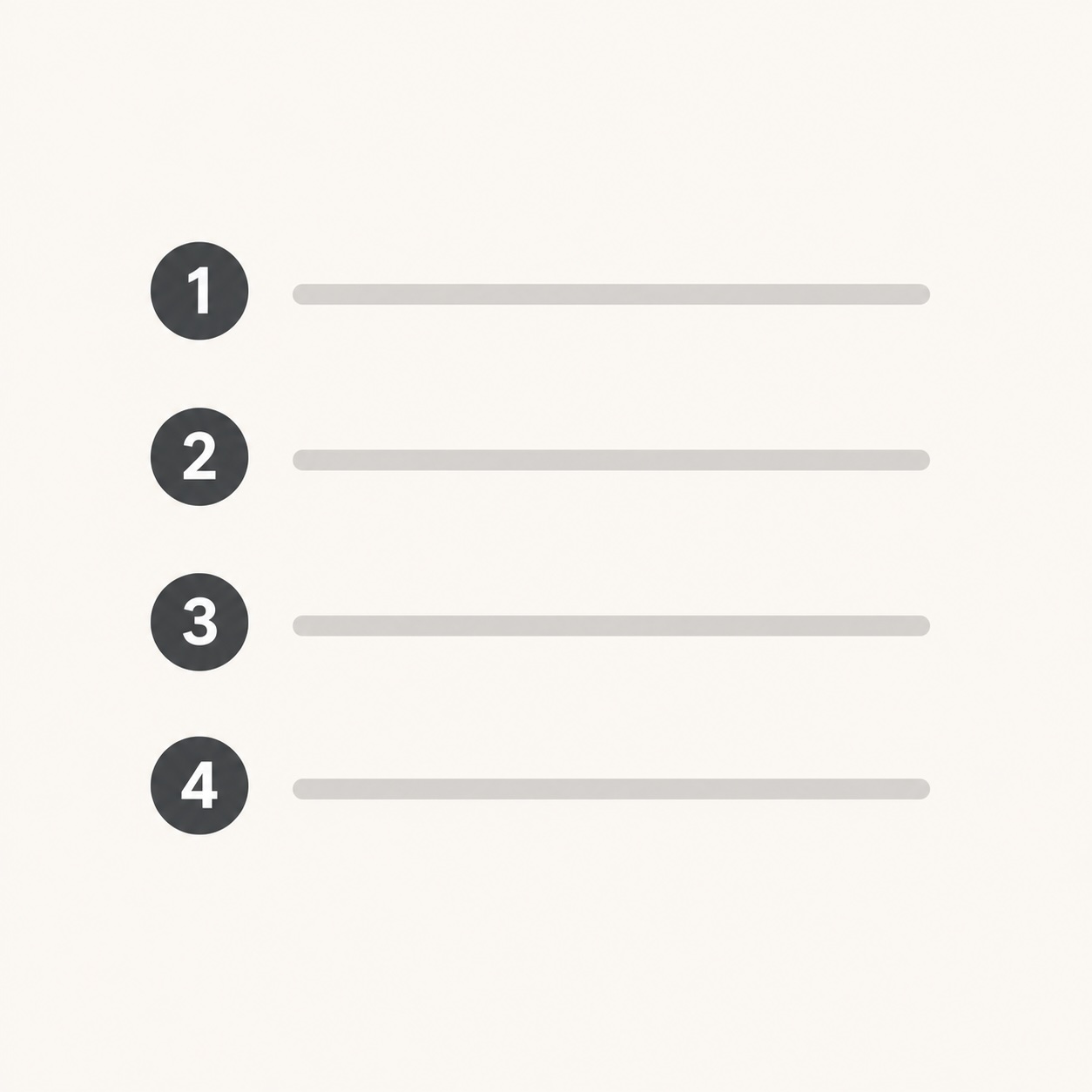 A numbered list of four blank items